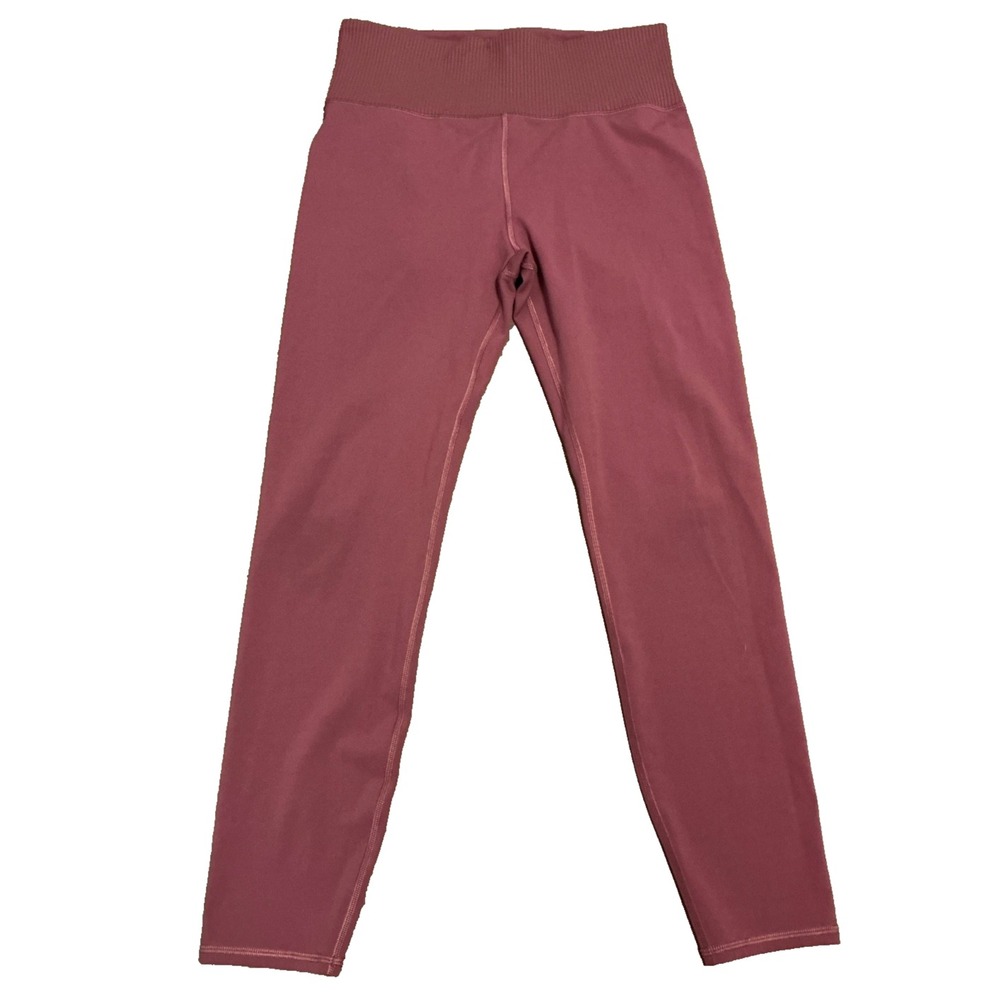 Vuori High Rise Ribbed Leggings Mauve Size M (28Wx26L) Workout Athletic Sporty